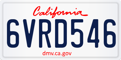 CA license plate 6VRD546