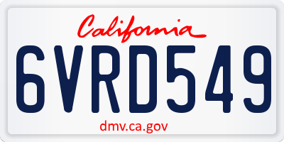 CA license plate 6VRD549
