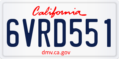 CA license plate 6VRD551