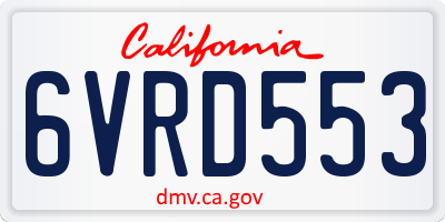 CA license plate 6VRD553
