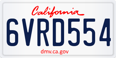 CA license plate 6VRD554