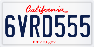 CA license plate 6VRD555