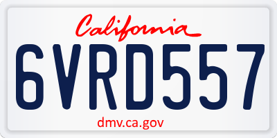 CA license plate 6VRD557