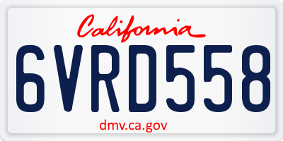 CA license plate 6VRD558