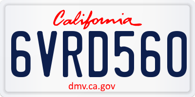 CA license plate 6VRD560