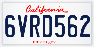 CA license plate 6VRD562