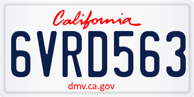 CA license plate 6VRD563