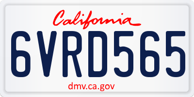 CA license plate 6VRD565