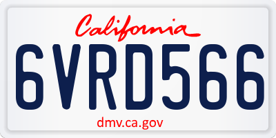 CA license plate 6VRD566