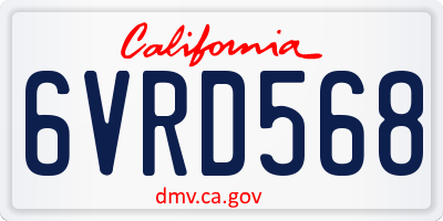 CA license plate 6VRD568