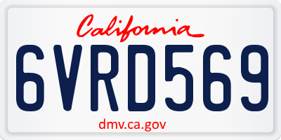 CA license plate 6VRD569