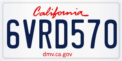 CA license plate 6VRD570
