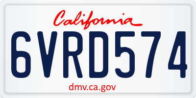CA license plate 6VRD574