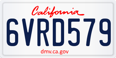 CA license plate 6VRD579