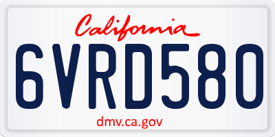 CA license plate 6VRD580