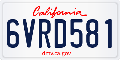 CA license plate 6VRD581