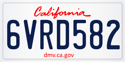 CA license plate 6VRD582