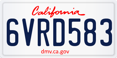 CA license plate 6VRD583