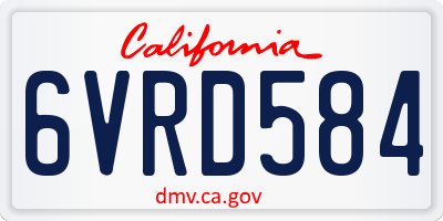 CA license plate 6VRD584