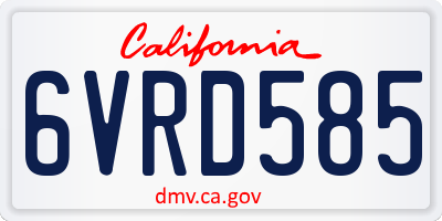 CA license plate 6VRD585