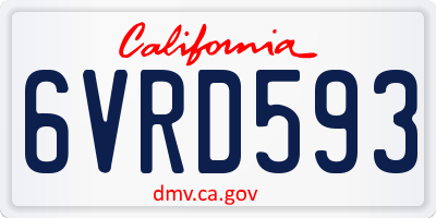 CA license plate 6VRD593