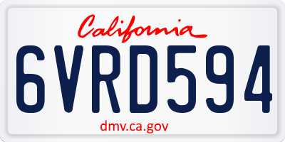 CA license plate 6VRD594
