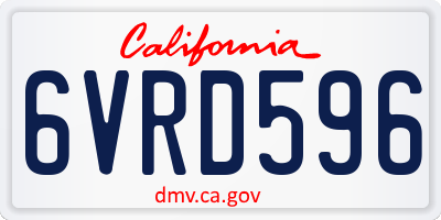 CA license plate 6VRD596