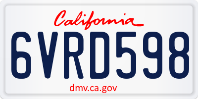 CA license plate 6VRD598