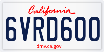 CA license plate 6VRD600