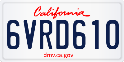 CA license plate 6VRD610