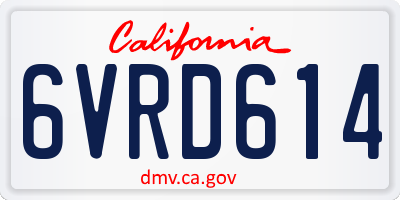CA license plate 6VRD614