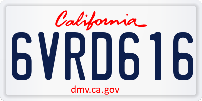 CA license plate 6VRD616