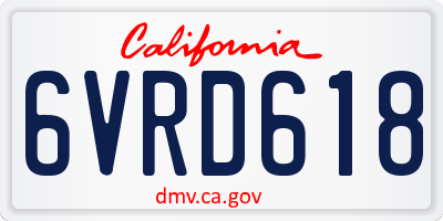 CA license plate 6VRD618