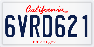 CA license plate 6VRD621