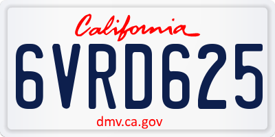 CA license plate 6VRD625
