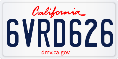 CA license plate 6VRD626