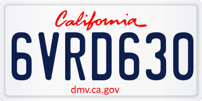 CA license plate 6VRD630