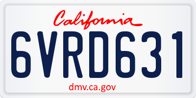CA license plate 6VRD631