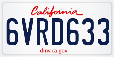 CA license plate 6VRD633