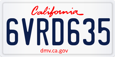 CA license plate 6VRD635