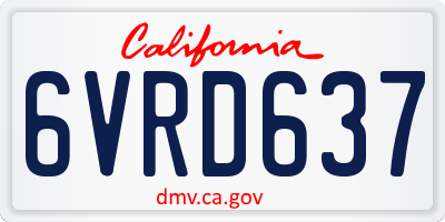 CA license plate 6VRD637