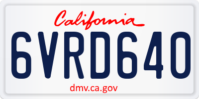 CA license plate 6VRD640