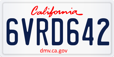 CA license plate 6VRD642