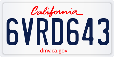 CA license plate 6VRD643