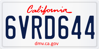 CA license plate 6VRD644