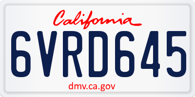 CA license plate 6VRD645