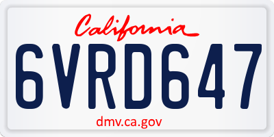 CA license plate 6VRD647
