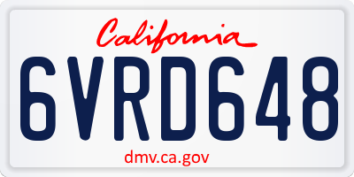 CA license plate 6VRD648
