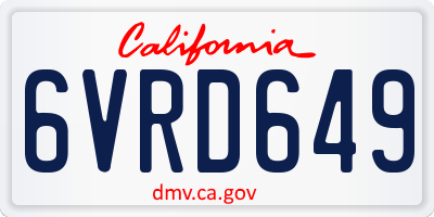 CA license plate 6VRD649