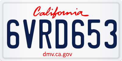 CA license plate 6VRD653